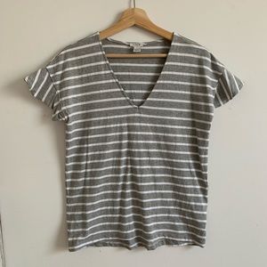 J.Crew Striped Flutter-Sleeve V-Neck T-Shirt Sz S